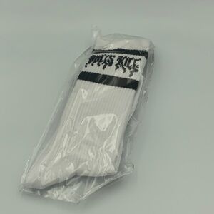 Dolls Kill White Socks with Black Stripes